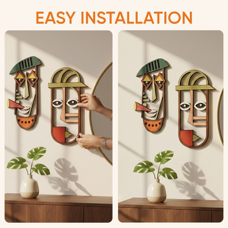 Bhusha Mask Wooden Wall Accent - Set of Two media 6