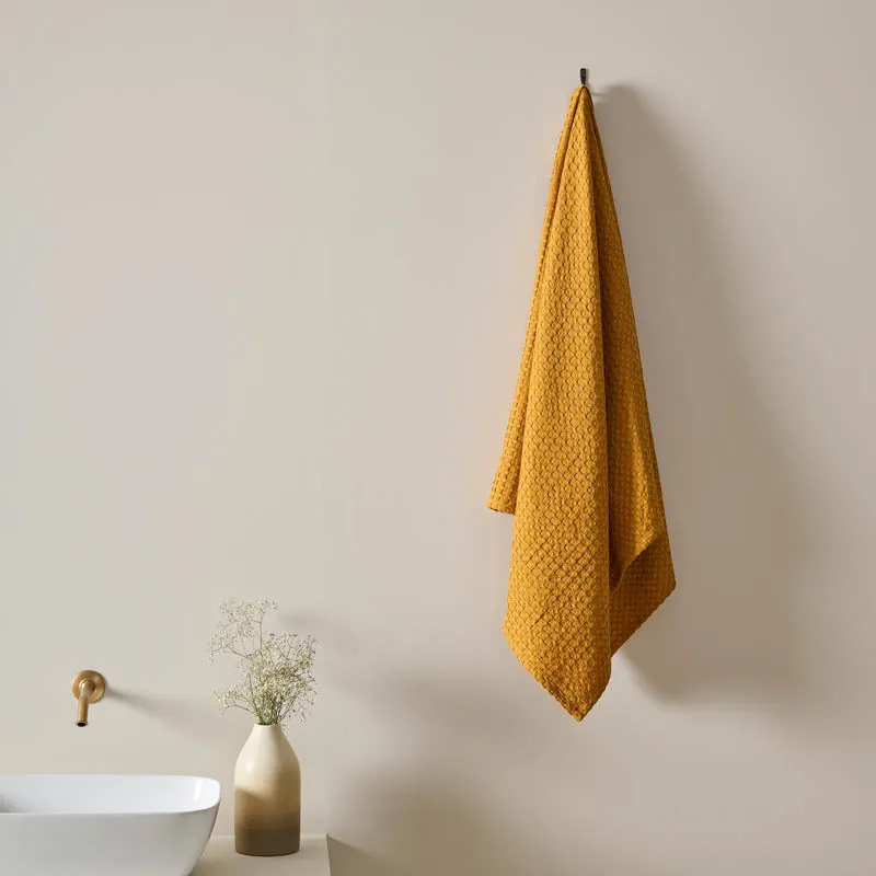 Fluffy Waffle Bath Towel - Yellow media 1