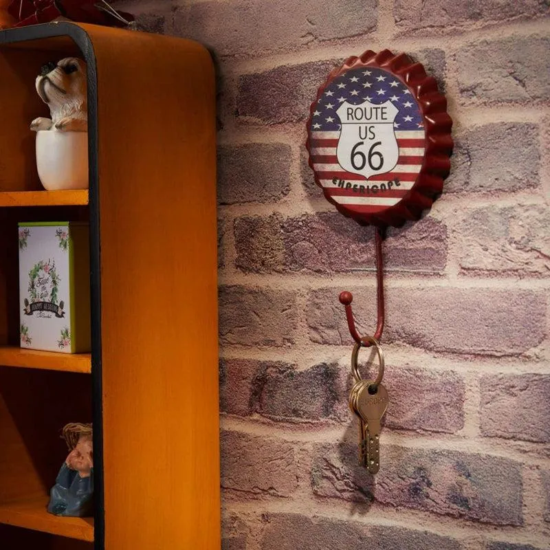 Route 66 Bottle Cap Retro Wall Hook media 1