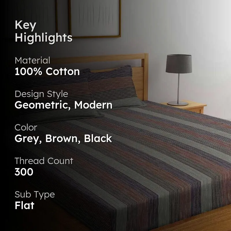 Illusionary Printed Cotton Bedsheet - 300 TC media 2