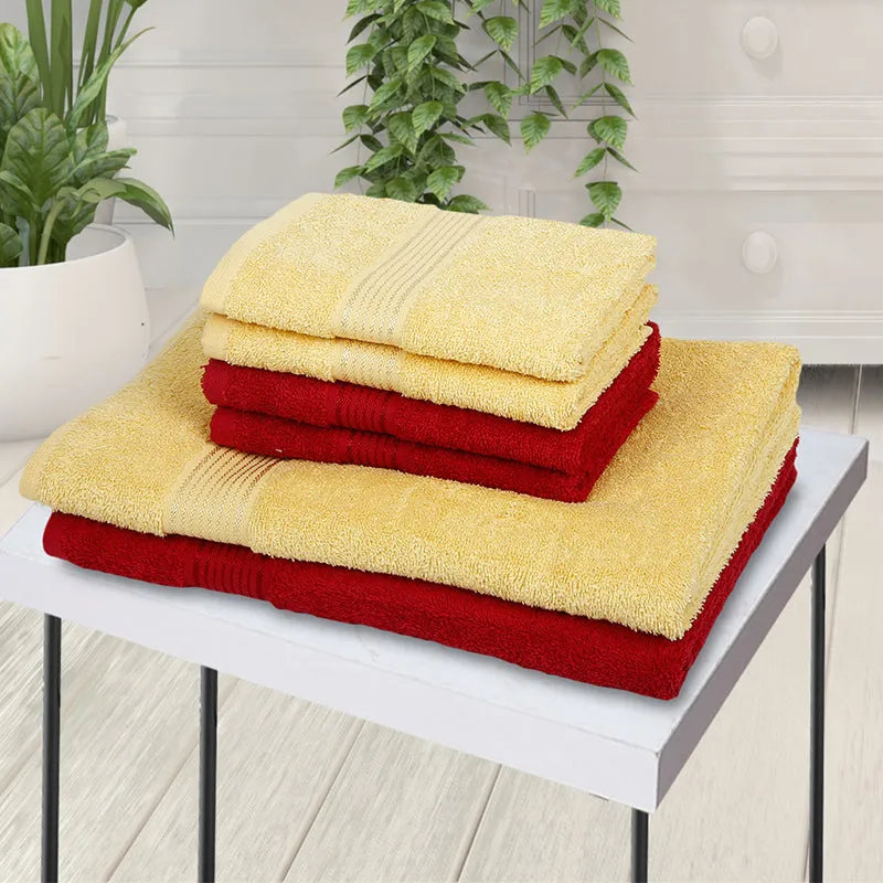 Eva Quick Dry Towel Combo (Yellow & Red) - Six Piece Set media 1
