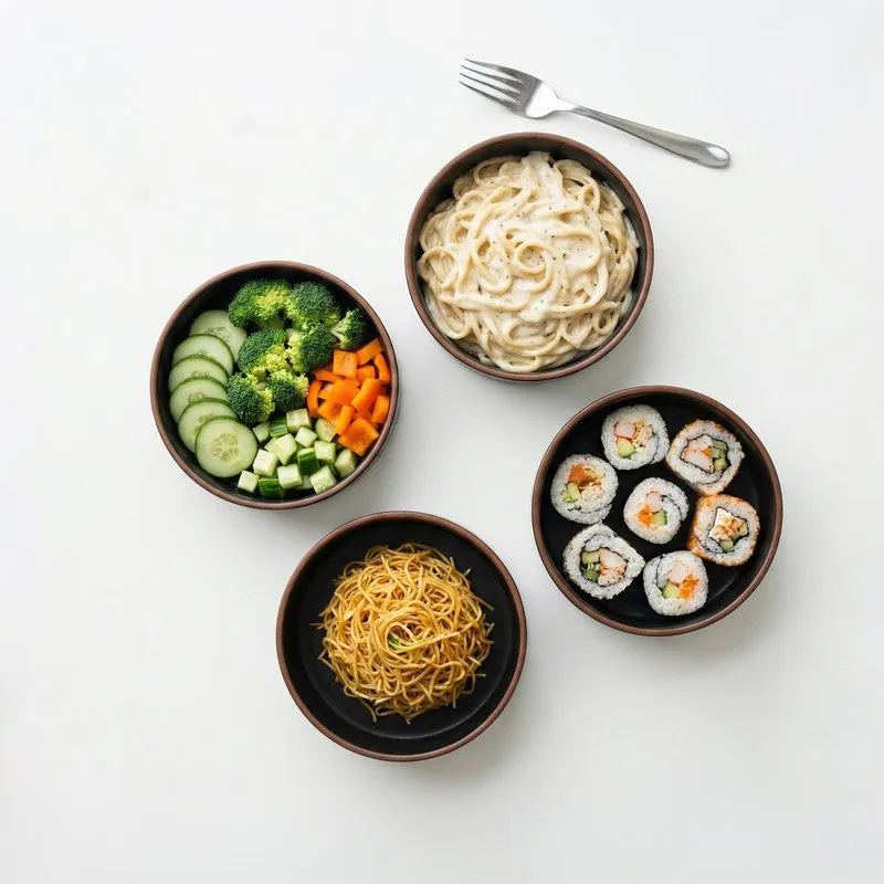 Feastyn Ceramic Salad Bowl (Grey/350 mL) - Set of Four media 3