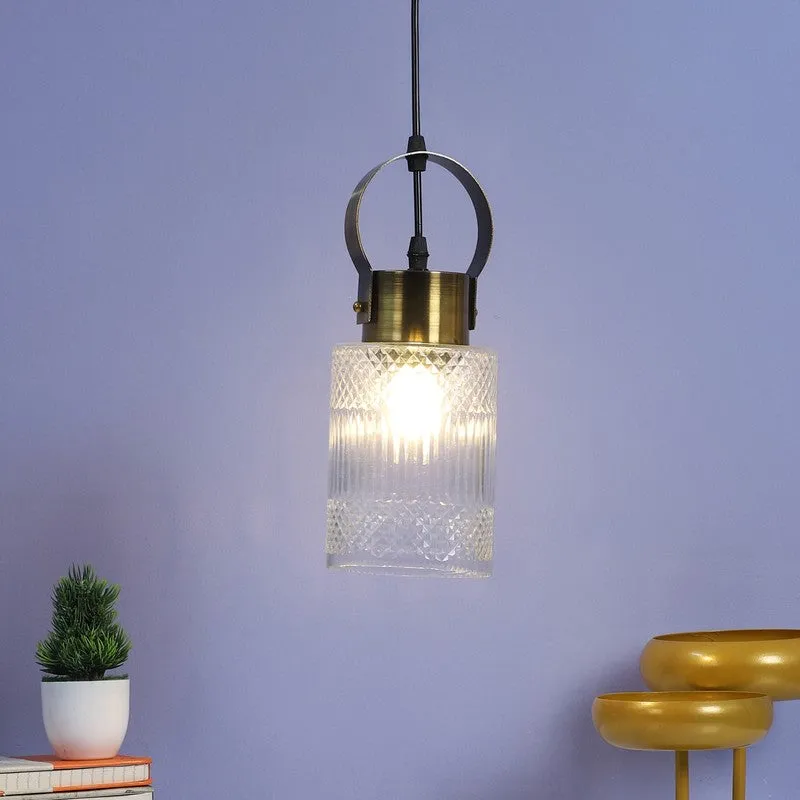 Elvion Textured Pendant Glass Ceiling Lamp media 1