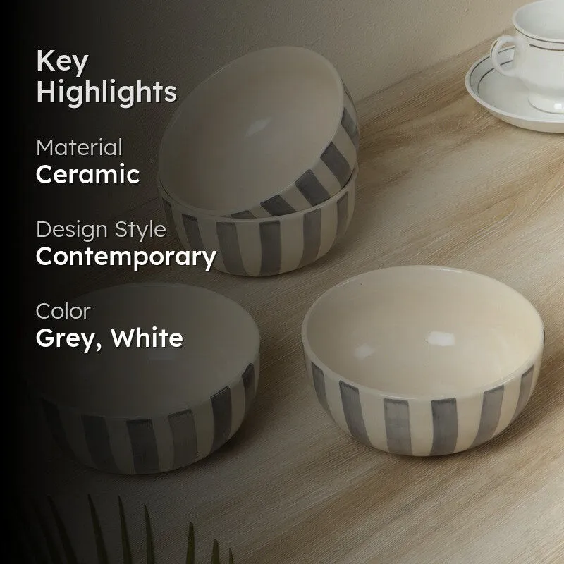 Elaris Dining Serving Bowl (Grey,White,700 mL Each) - Set Of Four media 2