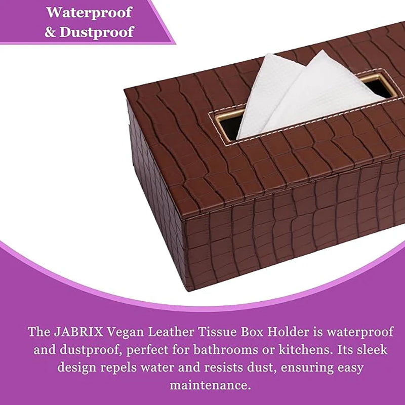 Aurin Faux Leather Tissue Box - Brown media 6