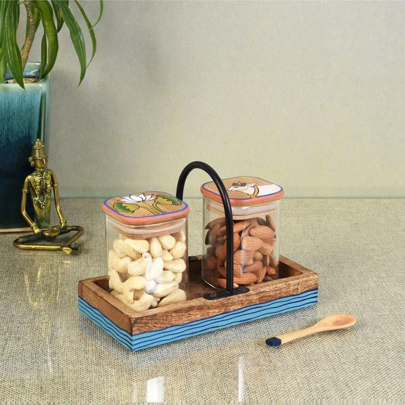 Kamal Storage Jar With Tray (160 ml) - Set Of Two media 1