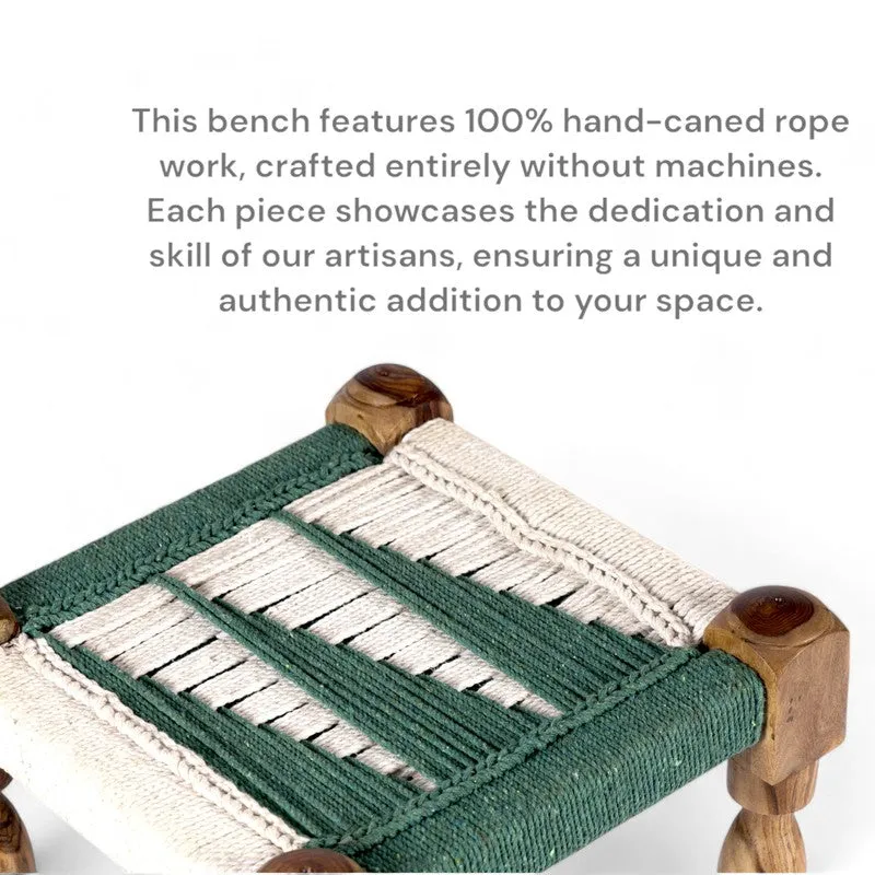 Hynex Sheesham Wooden Stools (Green,White) - Set Of Two media 6