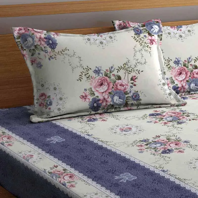 Retro Painted Floral Bedsheet - 150 GSM media 3