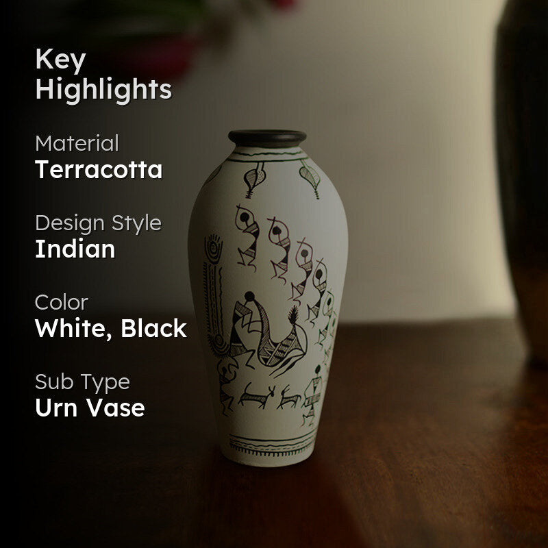 Saras Warli Handpainted Terracotta Vase media 2