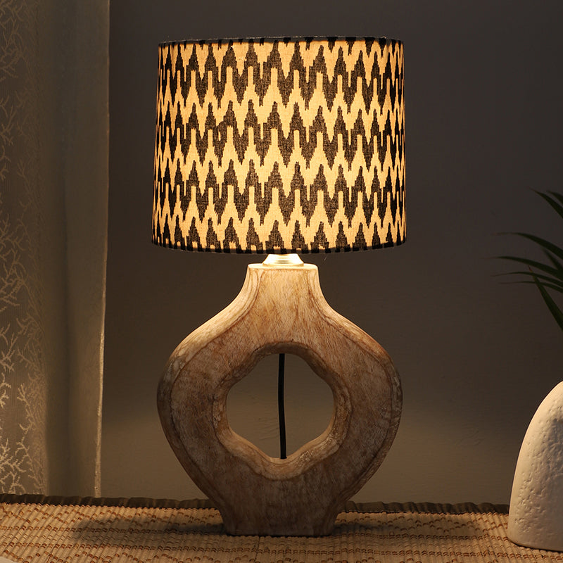 Chevronic Kian Printed Mango Wood Table Lamp - Black,White