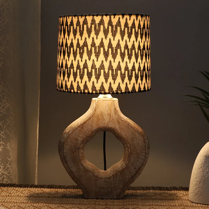 Chevronic Kian Printed Mango Wood Table Lamp - Black,White media 1