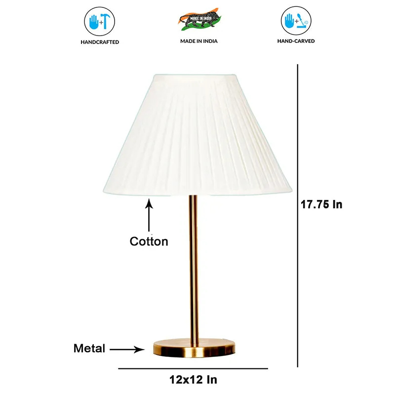 Cottage Glow Cotton & Metal Table Lamp - White,Gold media 4