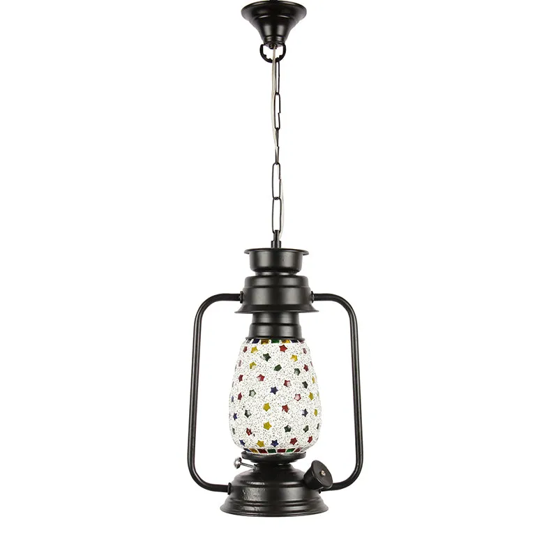 Divyara Mosaic Lantern Glass Ceiling Lamp - Black media 4