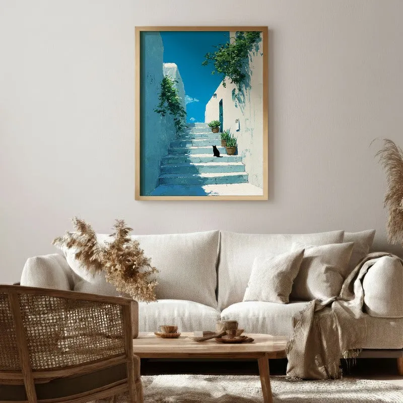 European Alley Canvas Wall Painting - Brown Frame media 1
