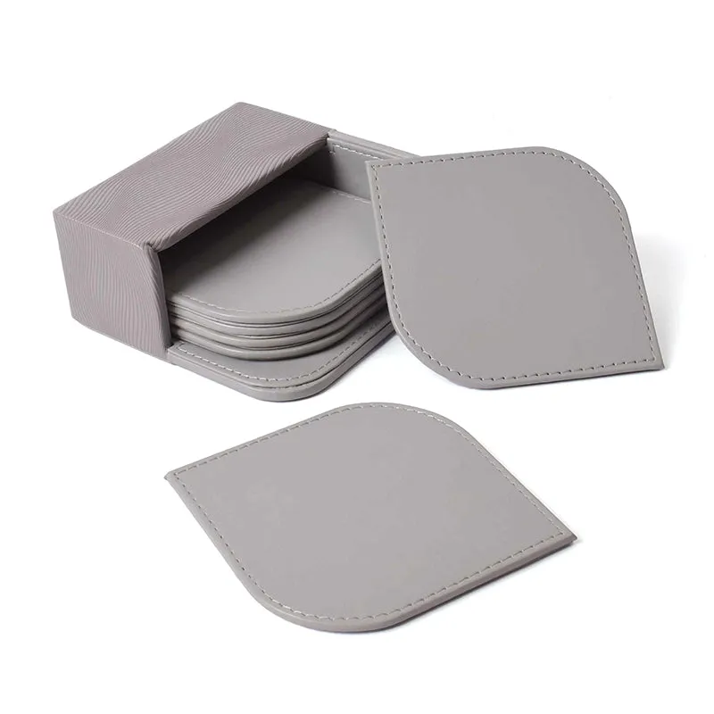 Veltrix Faux Leather Coaster (Grey) - Seven Piece Set media 8