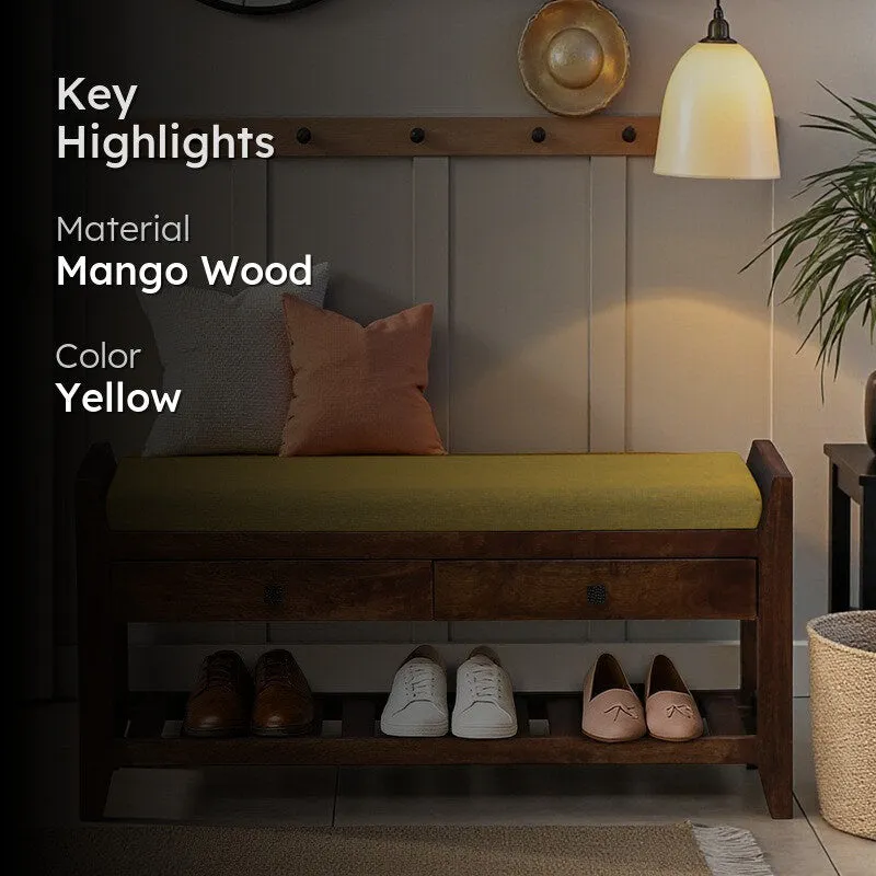 Harbor Nest Mango Wood Shoe Rack - Yellow media 2