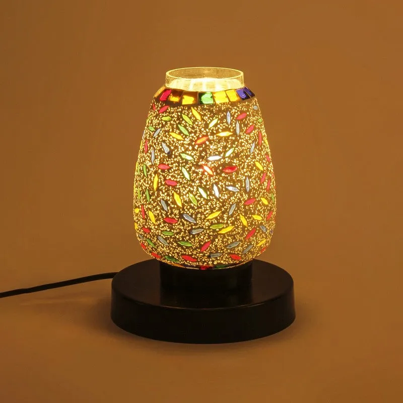 Mirova Mosaic Glass Table Lamp With Wooden Base - Multicolor media 5