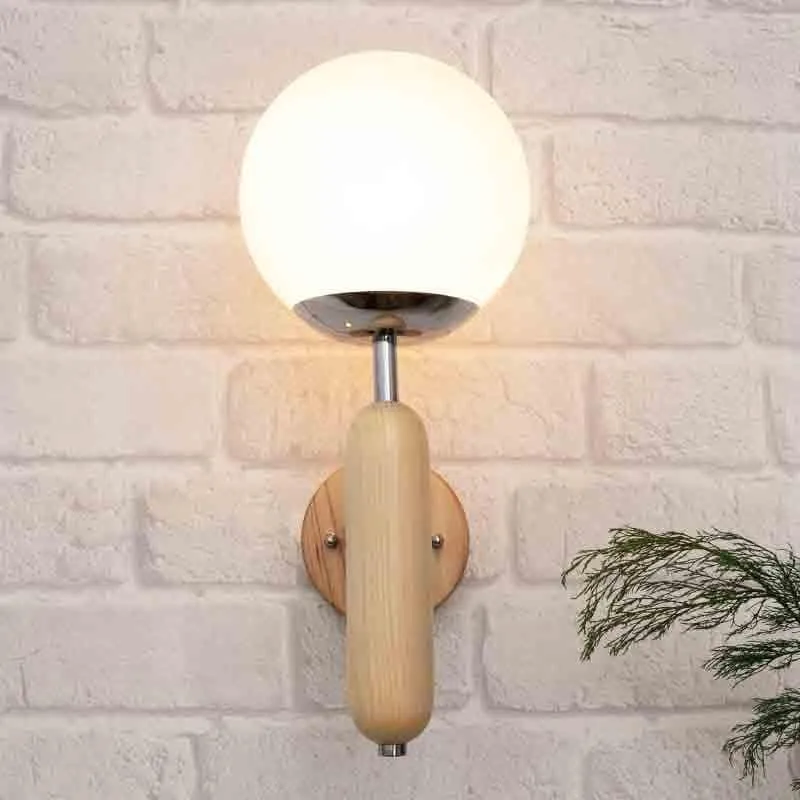 Valencia Glass & Wooden Wall Lamp media 3