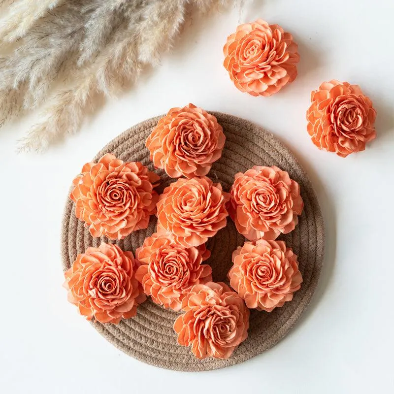 Estar Sola Wood Rose Flower (Peach) - Set Of Ten media 1