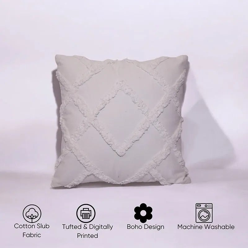 Marshmallow Matrix Tufted Cushion Cover (White) - Set Of Three media 3