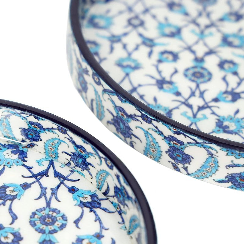 Indigo Florets Circular Serving Tray - Set Of Two media 5