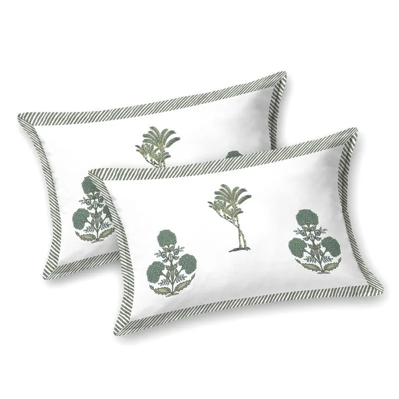 Ethnic Aura Cotton Bedsheet (Green,White) - 120 TC media 3