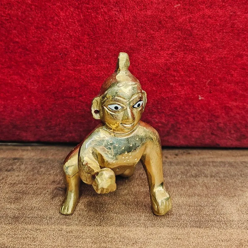 Ladu Gopal Brass Showpiece - Gold media 5