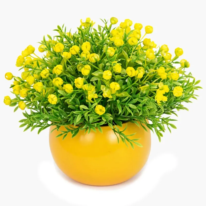 Bloomvera Artificial Rose Flower Plant With Pot (Yellow) - 14CM media 3