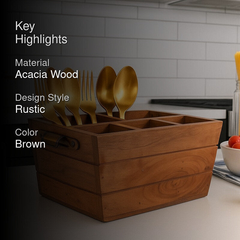 TimberServe Acacia Wood Cutlery Stand media 2