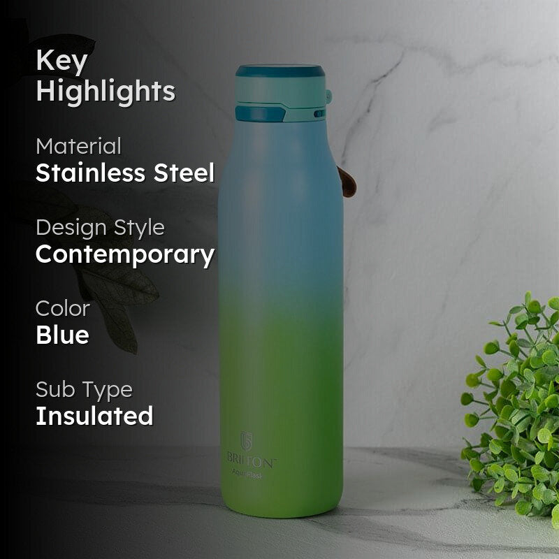 Juno Sip Hot & Cold Thermos Water Bottle (Green & Light Blue) - 750 mL media 2