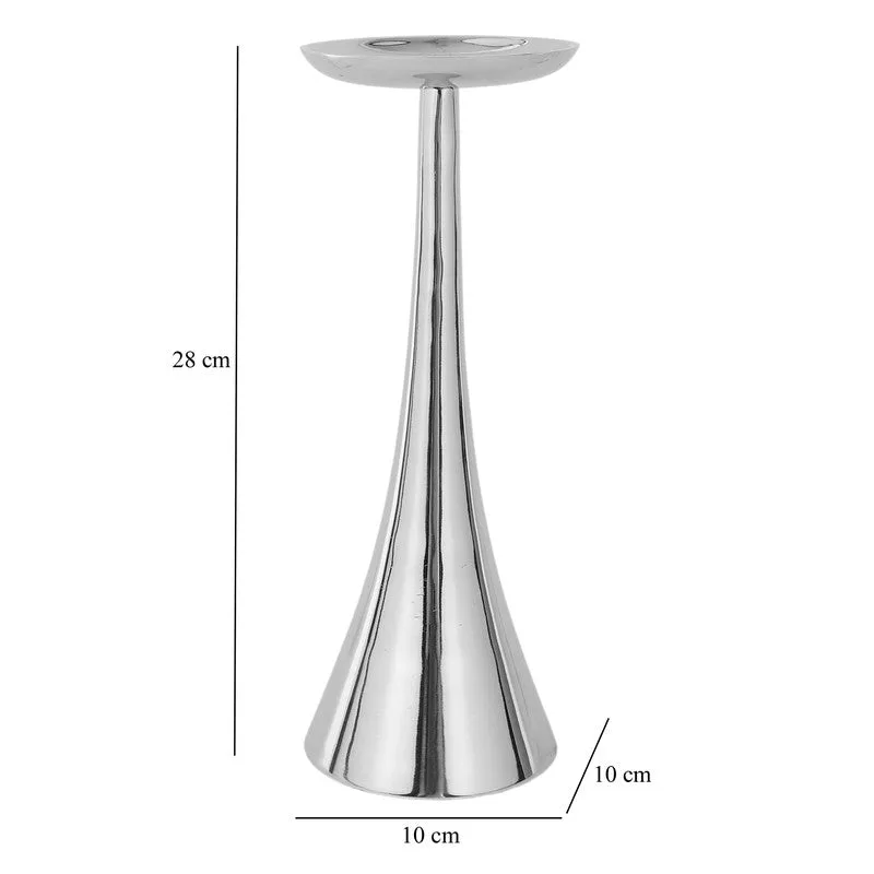 Aurelia Cone Pedestal Candle Holders (Silver) - Set Of Two media 7