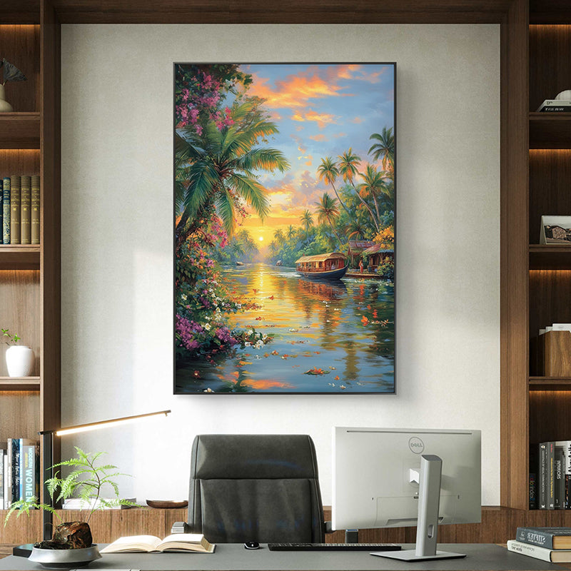 Serene Backwaters Wall Painting