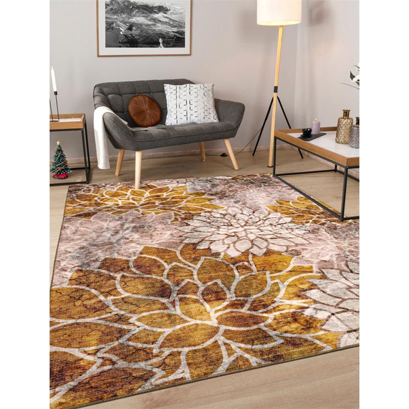 Enaya Floral Polyester Carpet - Gold media 3