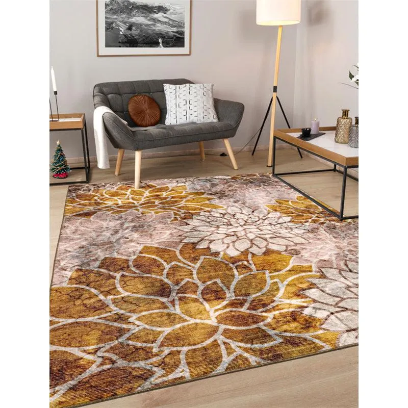 Enaya Floral Polyester Carpet - Gold media 3