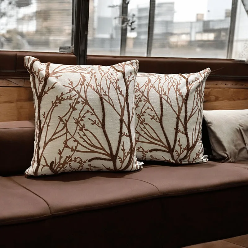 Autumn Naps Tufted Cushion Cover (White & Brown) - Set Of Two media 6