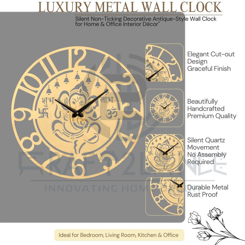 Brassy Silent Wall Clock - Gold media 8