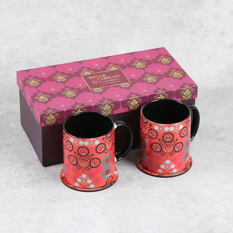 India Circus Arkady Ceramic Mug With Coaster (325 mL Each) - Four Piece Set media 4