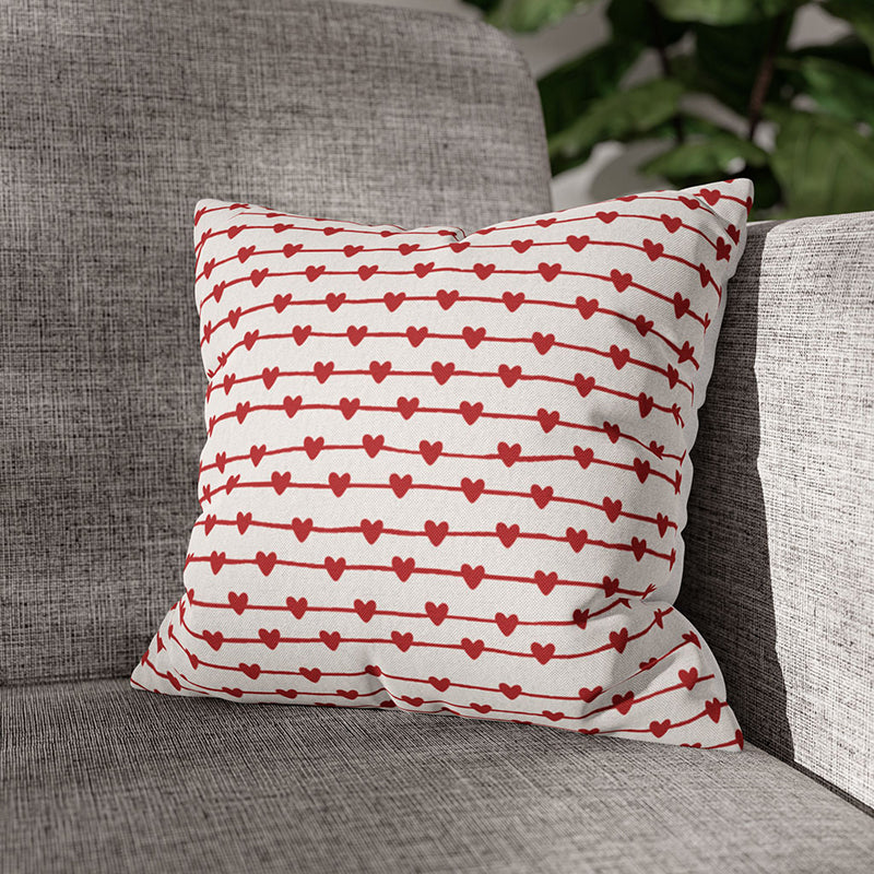 Heartstring Printed Velvet Cushion Cover