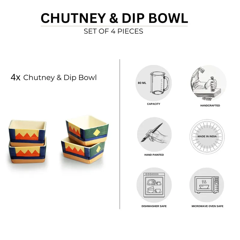 Vertex Handpainted Ceramic Dip Bowl (80 ML) - Set Of Four media 5