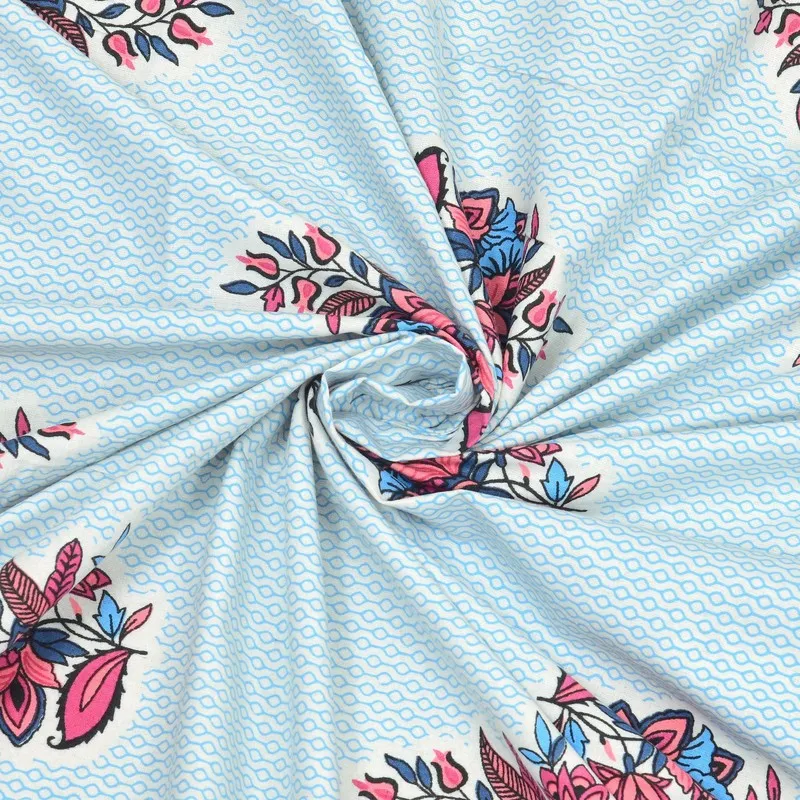 Royalra Cotton Bedsheet (Blue,Pink) - 240 TC media 5