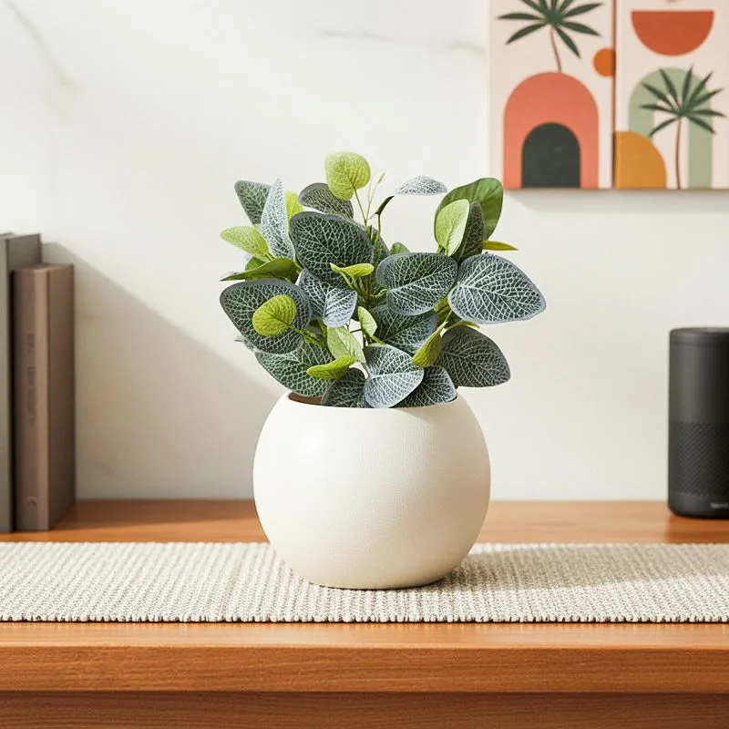 Artificial Nerve Plant With Black Fiber Pot - 1 Feet media 1