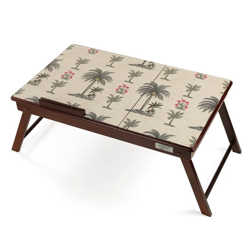 India Circus Teak Wood Chevron Palms Laptop Table media 3