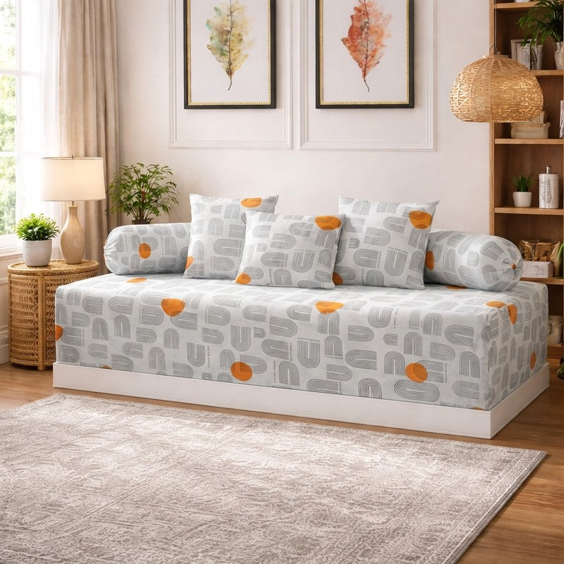 Textura Printed Diwan Set - Six Piece Set
