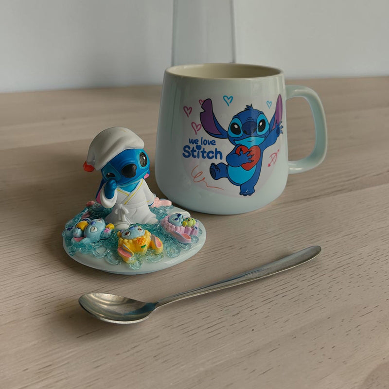 Sleepy Stitch Ceramic Coffee Mug With Lid (350 mL) - 350 mL