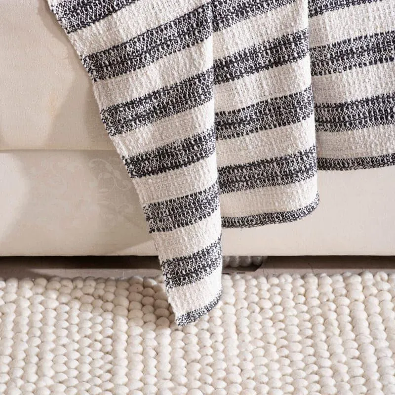 Trimo Stripe Woven Throw - Off White & Grey media 3