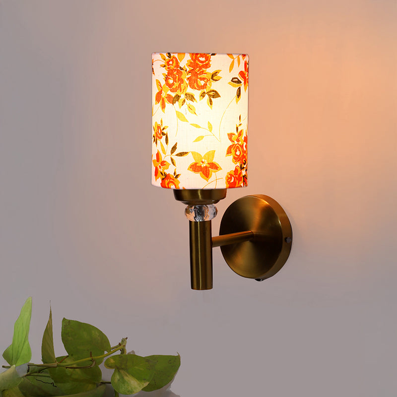 Garden Lights Cylindrical Steel & Cotton Wall Lamp - Orange