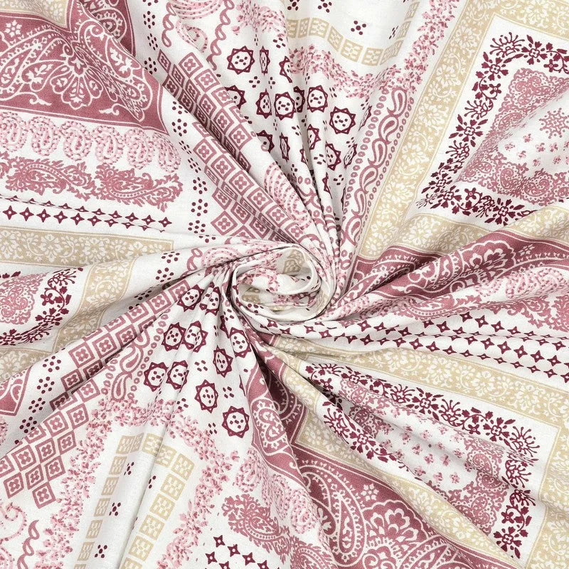 Looma Cotton Bedsheet (Pink,White) - 240 TC media 5