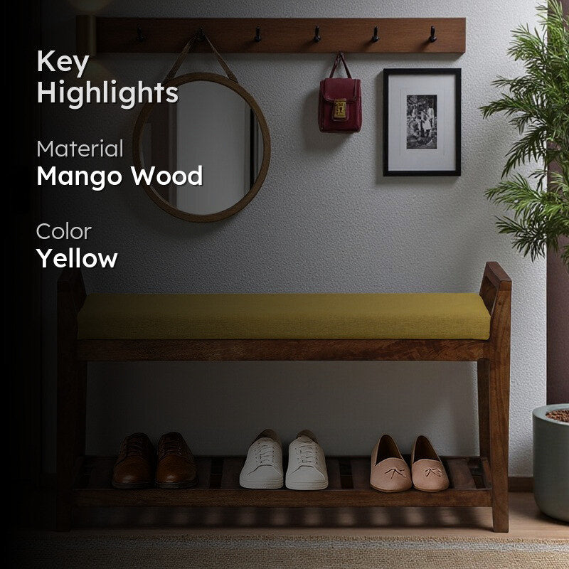 Drift Mango Wood Shoe Rack - Yellow media 2