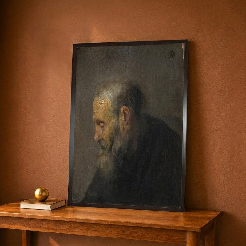Study of an Old Man in Profile c. 1630 Canvas Wall Painting - 9 x 12 Inches