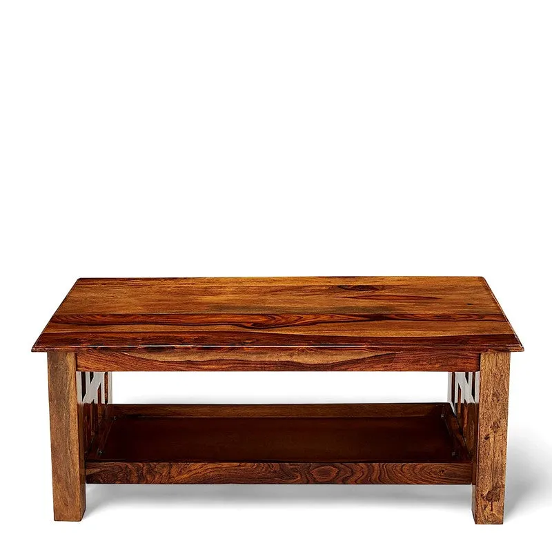 Brenox Sheesham Wooden Center Table - Brown media 4